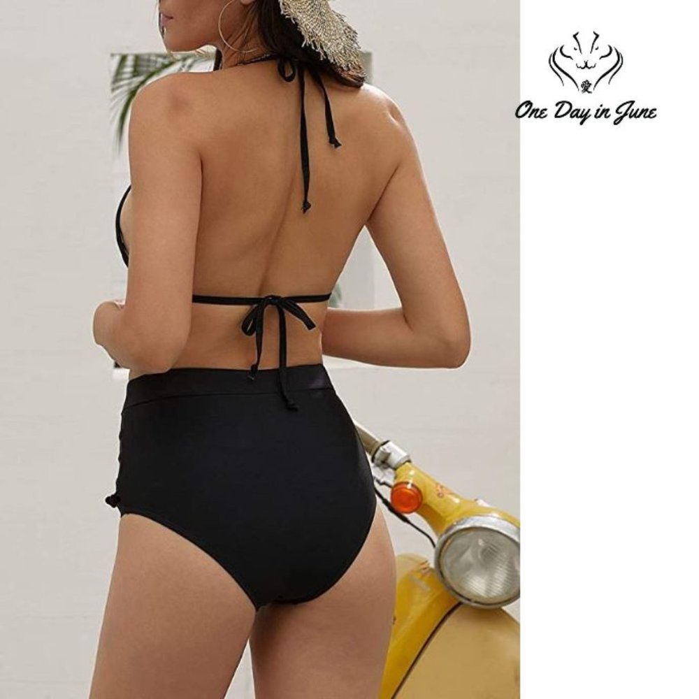 Aleumdr High Waist Two Pieces Tassel Bikini - Picture 2 of 3